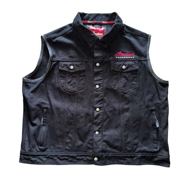 Indian Motorcycle Black Denim Biker 3X Vest Men’s Large Embroidered Logo - Picture 1 of 7